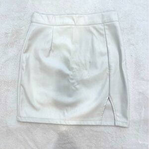 White Faux Leather Mini Skirt